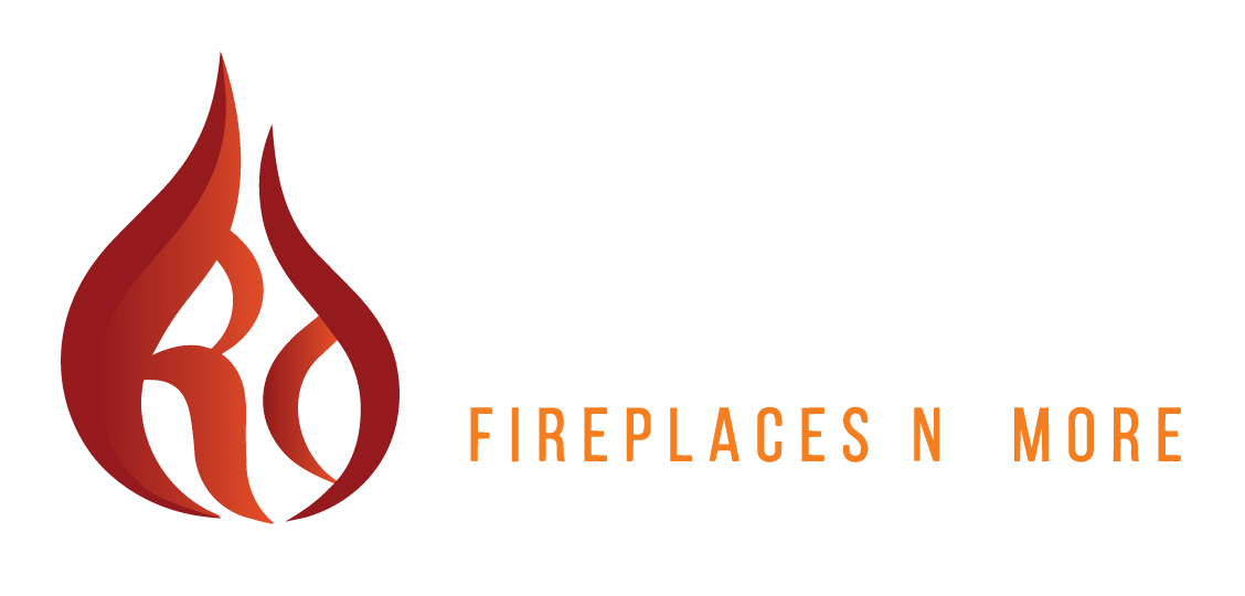 Logo with a stylized flame containing the letters "RC" on the left. On the right, large text reads "ROSE CITY" and below it, smaller orange text reads "FIREPLACES N MORE.