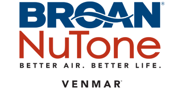 Broan NuTone logo with the tagline "Better Air. Better Life." and the word "Venmar" beneath it. The "BROAN" text is blue with a wave design, and "NuTone" is in red.